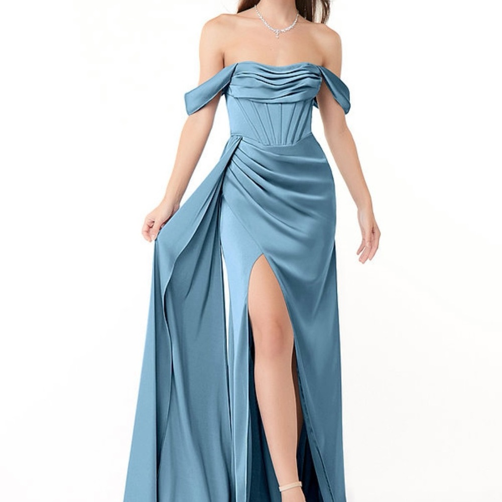 Elegant Off-Shoulder Blue Prom Dress